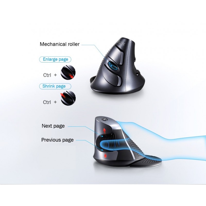 Ergonomisk trådløs USB mus - Undgå smerte i skulder og ryg