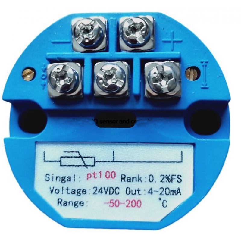 Pt100 transmitter 2 or 3 wire, 420mA output. Temperature from 50 to