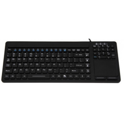 IP68 tæt medico silikonetastatur, sort med touchpad, UK tegnsæt, USB