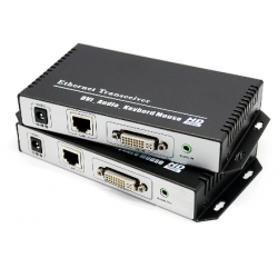 DVI KVM Extender 1080p up to 120m over Cat 6 cable or TCP/IP. USB keyboard and mouse