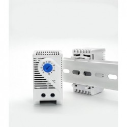 Kabinetstermostat 0 til 60°C, 230VAC DIN montering tætkontakt NO funktion