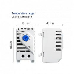 Cabinet Thermostat 0 to 60°C, 230VAC DIN mounting close contact NO function