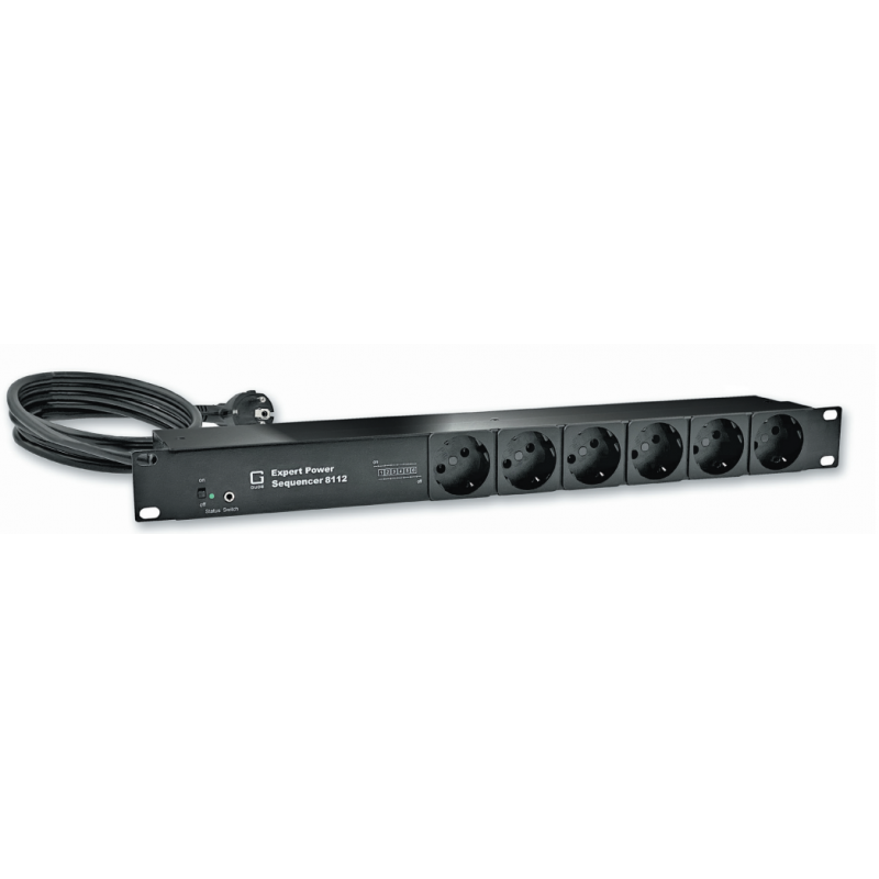 6 port PDU med sekventiel ON/OFF med 3 sekunders forsinkelse som reducerer in-rush peak