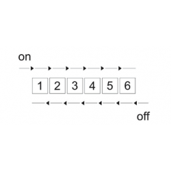 6 port PDU with sequential ON/OFF with 3 second delay which reduces in-rush peak