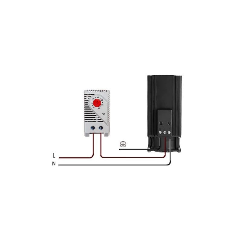 300 Watt PCT varmeelement med blæser. DIN-beslag. 110 - 240VAC.