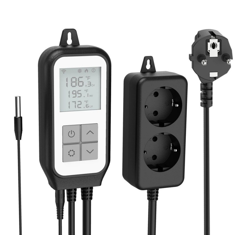 Dobbelt Digital temperaturregulator fra -30 til +105°C, WiFi og APP