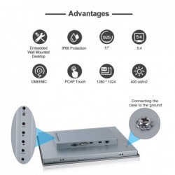 17 IP66 høj nits Touch Monitor med PCAP Touch og HDMI/VGA/DVI videoporte