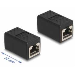 RJ50 hun-hun skærmet adapter. Til at samle 2 stk. RJ50 kabler. STP eller UTP patchkabler. 10 pin