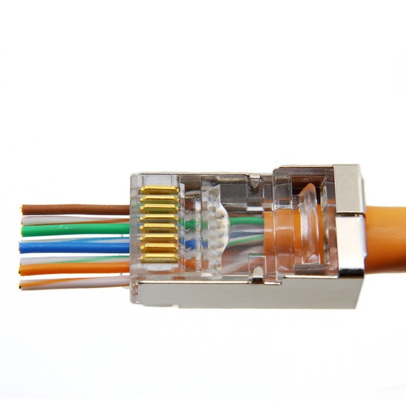 RJ45 connector Cat. 6 STP 1.1mm. With review for cutting ends
