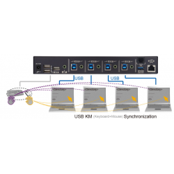 4 ports USB styret Mus og Keyboard på tværs mellem de 4 PCer - seamless roaming