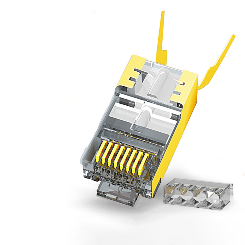 RJ45-stik: STP CAT6A/CAT7/CAT8, guldbelagt, 1,5 mm hul | Gul