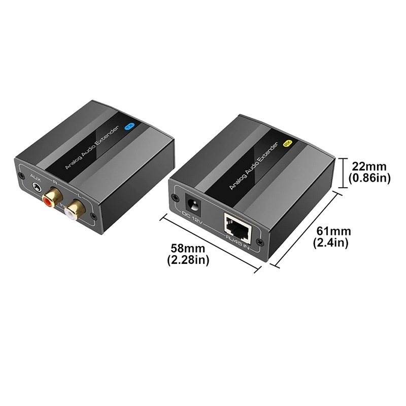 Lang rækkevidde Audio Extender: RJ45, RCA/3,5 mm, Point-to-Point op til 450M