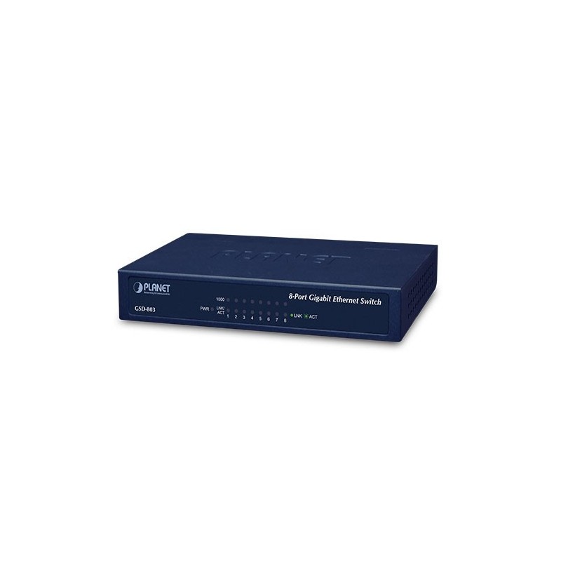 8 port gigabit switch med PoE, 5Vdc forsyning