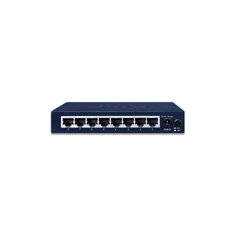 8 port gigabit switch med PoE, 5Vdc forsyning