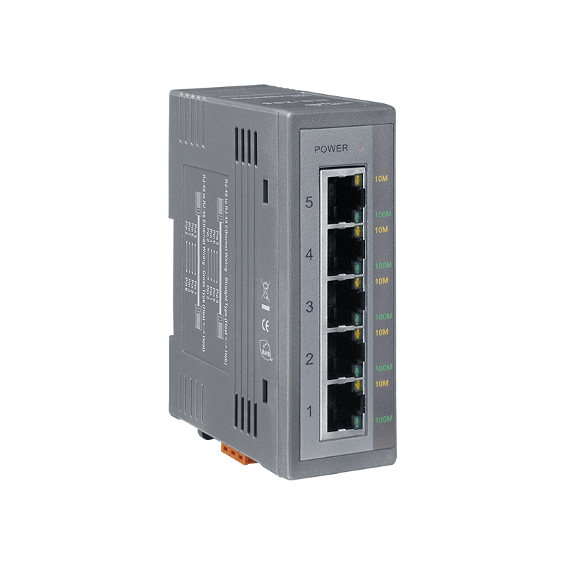 Industrial 5 port switch 10/100/1000 Mbit RJ45 DIN-skinne - Unmanaged