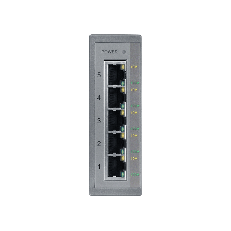 Industrial 5 port switch 10/100/1000 Mbit RJ45 DIN-skinne - Unmanaged, 12-56VDC