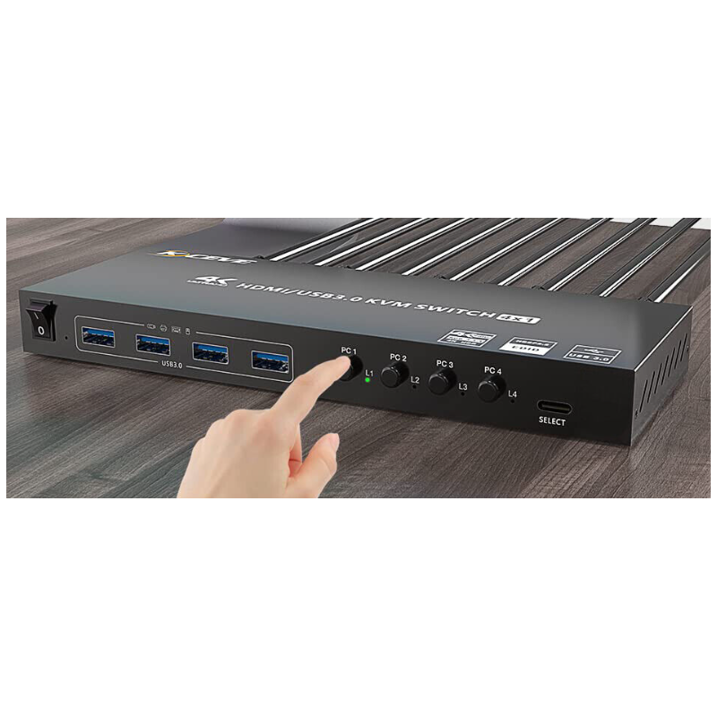 4-ports HDMI KVM-switch med USB 3.0, 4K@60Hz-understøttelse