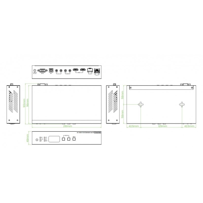 4K@30Hz HDMI KVM Extender sender over IP / punkt til punkt med RJ45 (150m) eller Fiber (60km)
