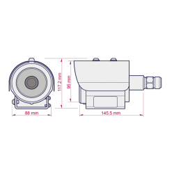 Explosion-proof 2MP ATEX Zone 1 and 2 CLASS IIC IP camera in 316L steel housing with motot zoom. IP68