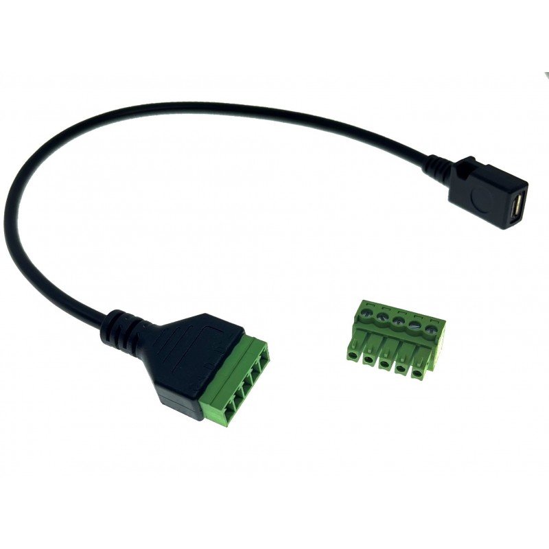 USB2.0 kabel med USB Micro hun til 5 pin skrueterminal