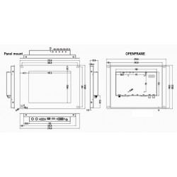 Panel mount Open Frame 9,7" TFT Touch skærm HDMI, VGA, DVI, Composite 4:3