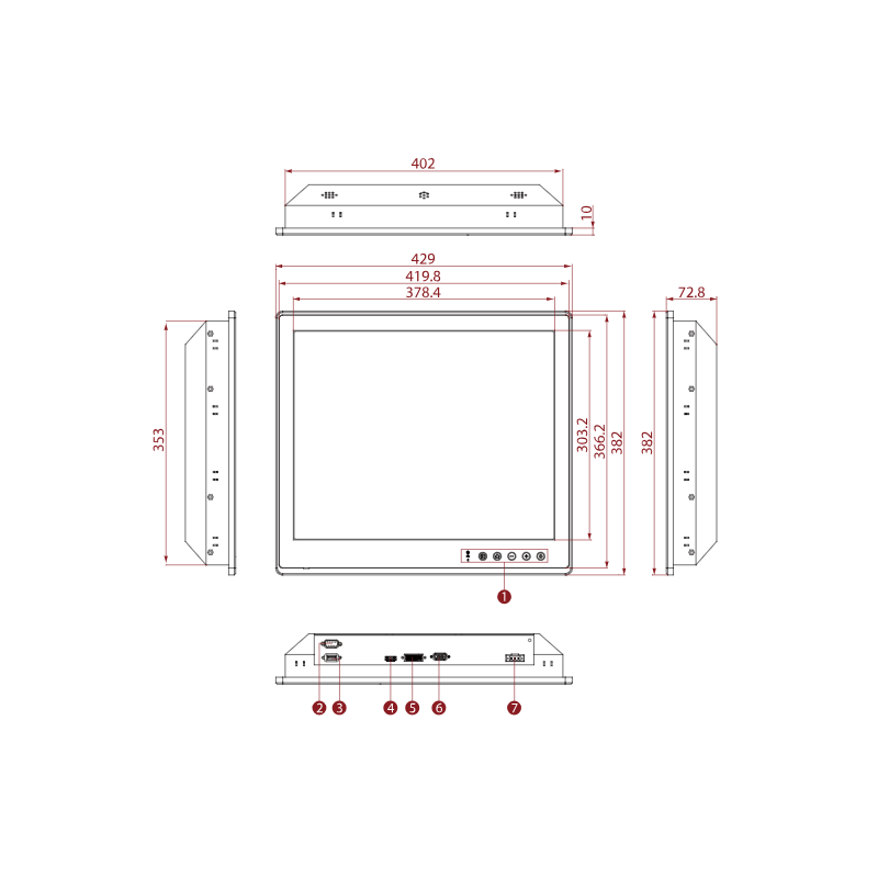 19 Marinegodkendt panelskærm - DNVGL-CG-0339 IP66 Touch
