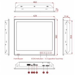 19" i5 ECDIS DNVGL-CG-0339, IACS E10 Marine godkendt Panel-PC