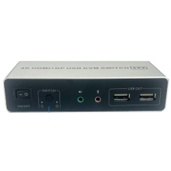 2 ports 4K@60Hz Dual Head HDMI og DisplayPort KVM omskifter, 3840 x 2160 60Hz, USB2.0