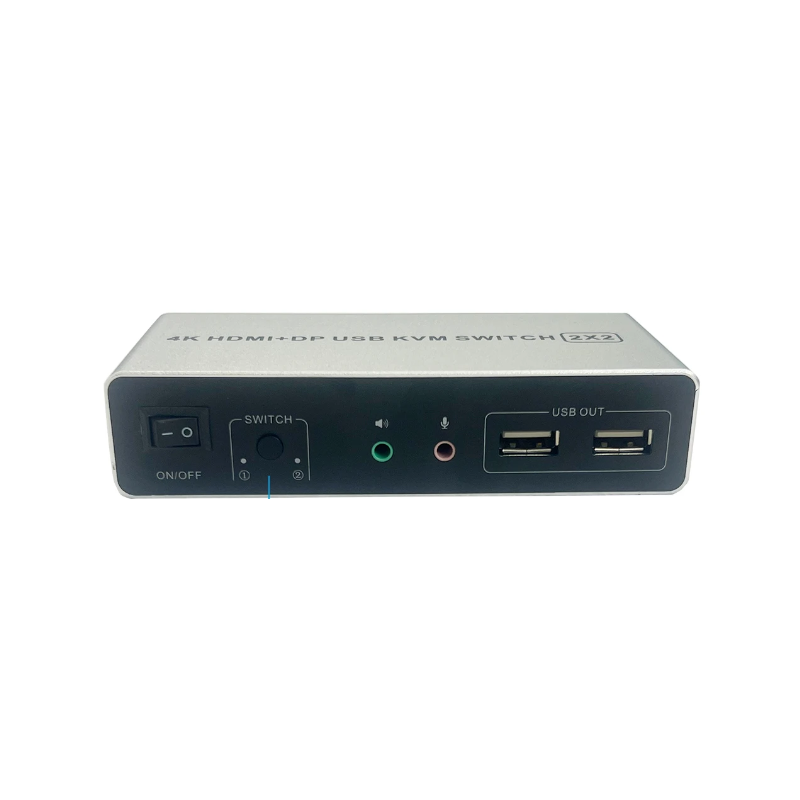 2 ports 4K@60Hz Dual Head HDMI og DisplayPort KVM omskifter, 3840 x 2160 60Hz, USB2.0