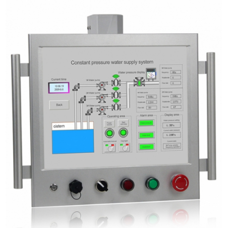 Robust 17" HMI, Panel-PC med berøringsskærm IP65 med betjeningsknapper og strømafbryder på fronten