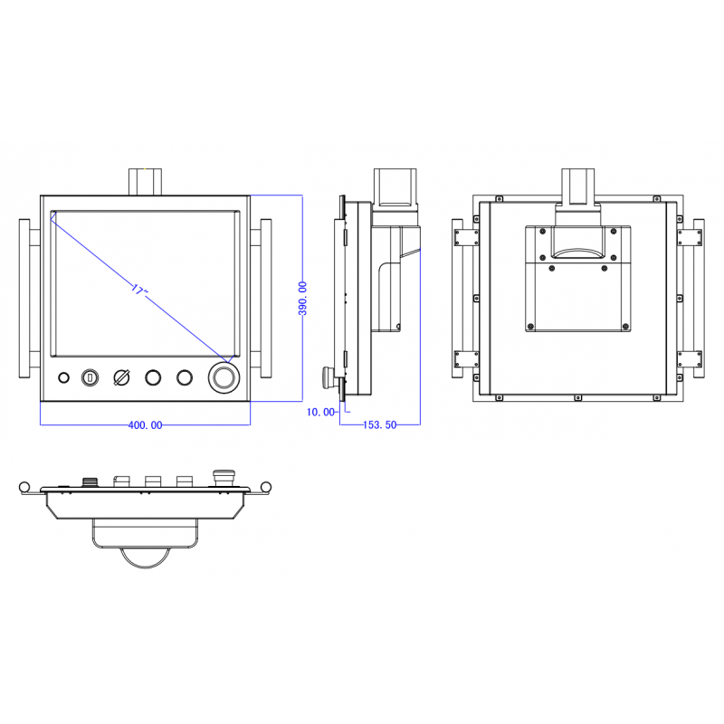 Robust 17" HMI, Panel-PC med berøringsskærm IP65 med betjeningsknapper og strømafbryder på fronten