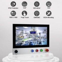 Højtydende Panel-PC med 15,6" touch skærm IP65 full, Intel 8th Gen i3-8145U, 2.1GHz
