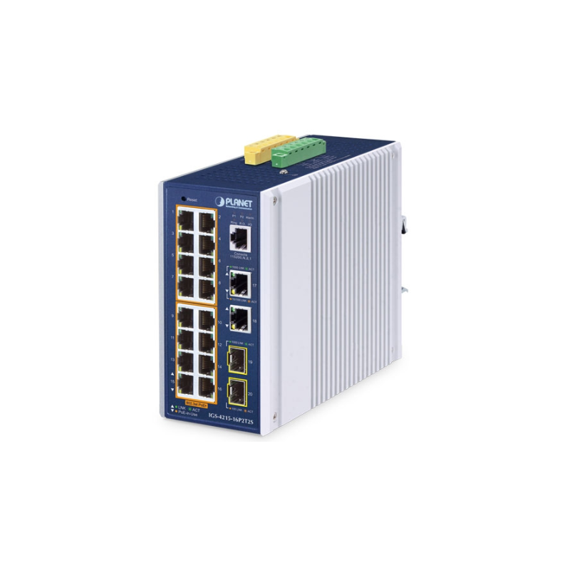 20 ports Managed switch - 16 x RJ45 10/100/1000Mbit PoE+ 2 x RJ45, 2 x Gbit SFP slot