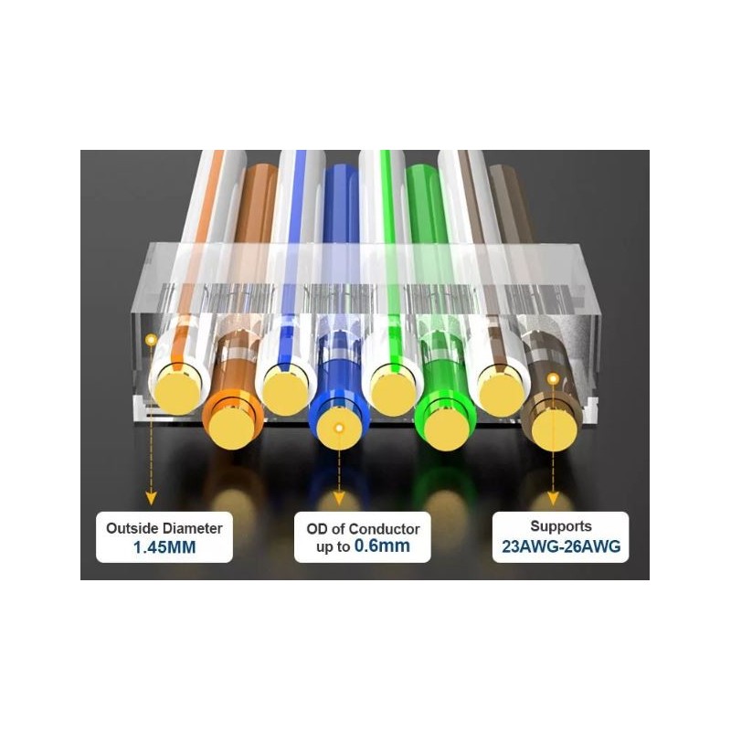 Netværkssrik RJ45 stik med gennemgang cat.8 7 6a skærmet STP Guld belagt Kvalitet
