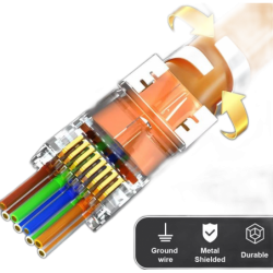 Netværkssrik RJ45 stik med gennemgang cat.8 7 6a skærmet STP Guld belagt Kvalitet