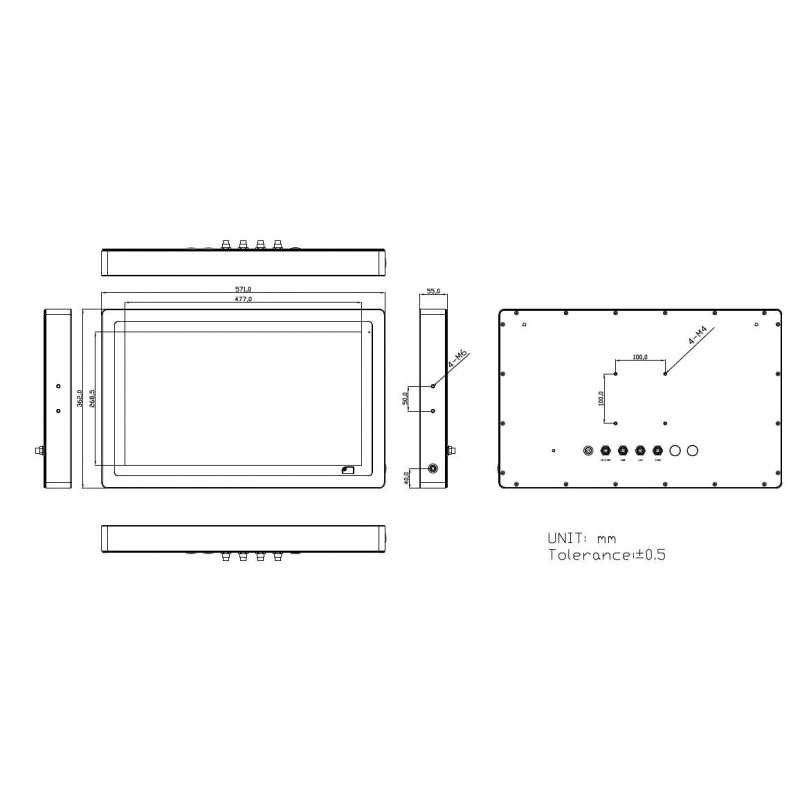 Industriel vandtæt Fuld IP66 Panel PC med Touch CPU I3 / I5 highnits 1000nits Stål 304/316