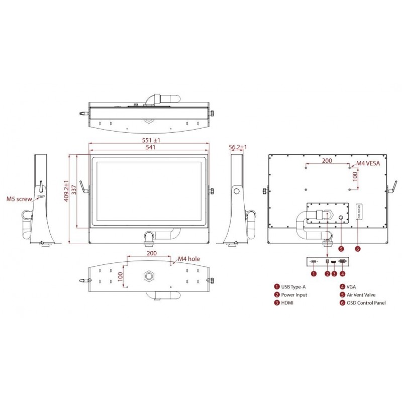 watterproff Steel 22" TFT display high 1000nits for food, pharmasutical, chemical industries IP66/69K
