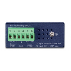 5 port 100Mbit ikke-managed kompakt switch med DIN-beslag. 12 - 48VDC eller 24VAC