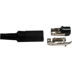 DIN 5 hun-stik med kappe. Loddeterminaler.