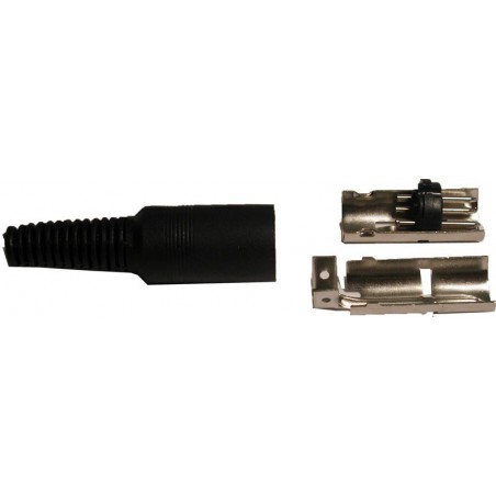 DIN 5 han-stik med kappe. Loddeterminaler.