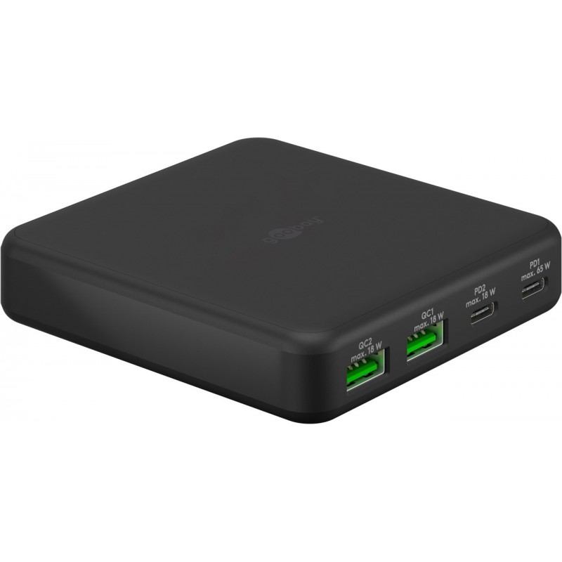 USB-C™ PD GaN Multiport Desktop Charger (65 W) black 2x USB-C, 2x USB-A ports