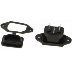 Vandtæt 3 pin C14 IEC stik til panelmontage med vandtæt PVC -dæksel