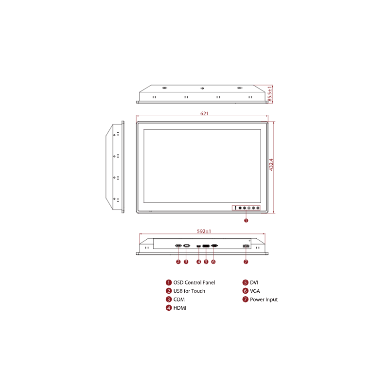 DNVGL Marine approved Monitor 26" 16:10 format with touch