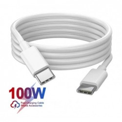 USB-C til USB-C ladekabel 100watt 5A, PD (strømforsyning) 2M hvid kvalitet Iphone Huawei Macbook iPad