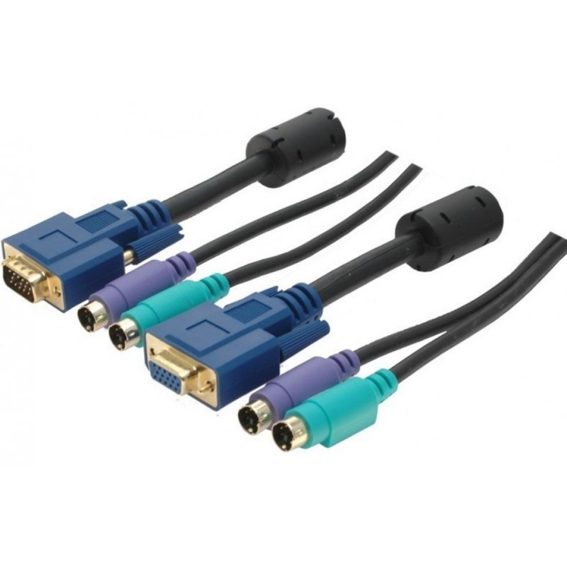 KVM Cable 5 m – VGA + Dual PS/2 (Male → Female) for Keyboard, Video & Mouse