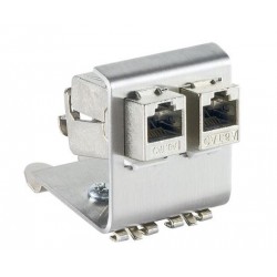 RJ45 DIN adapter til 2xRJ45 Keystone moduler metal