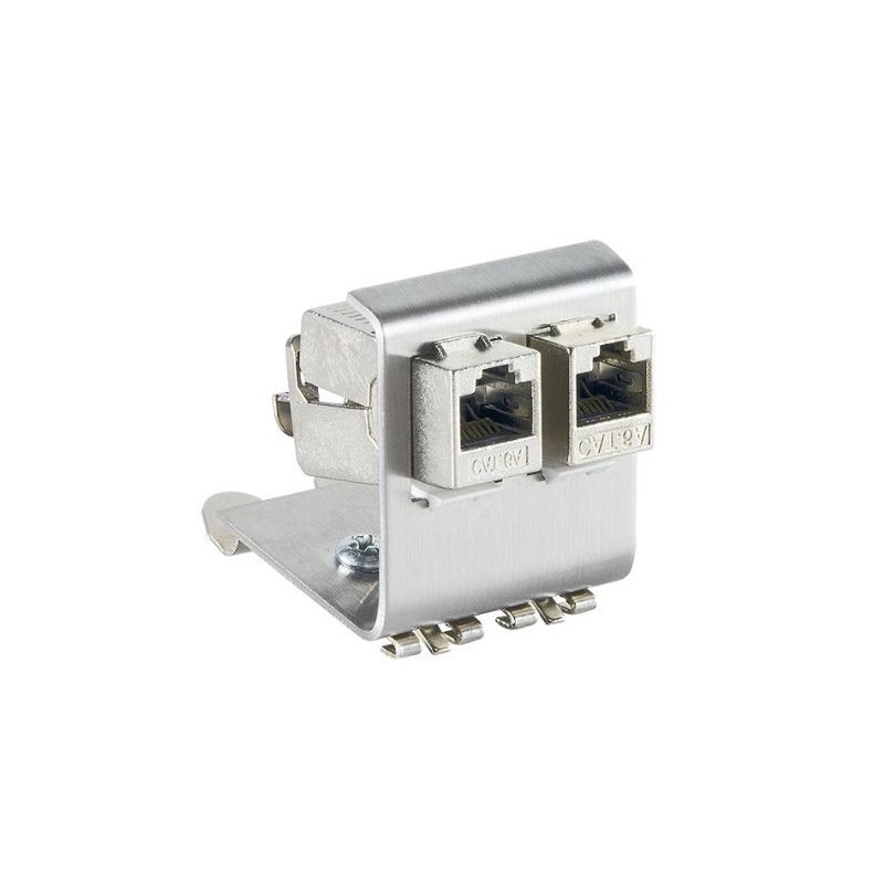 RJ45 DIN adapter til 2xRJ45 Keystone moduler metal