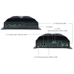 Industri PC Gen12/13, Mange USB, mange RS232/422/485, Multig grafikudgange 3xdp, 1x VGA, 3 x HDMI, PXE, 2x2.5GbE