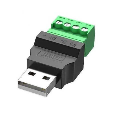 USB 2.0 Type-A han til 4-benet skrueterminalstik (afskærmet)