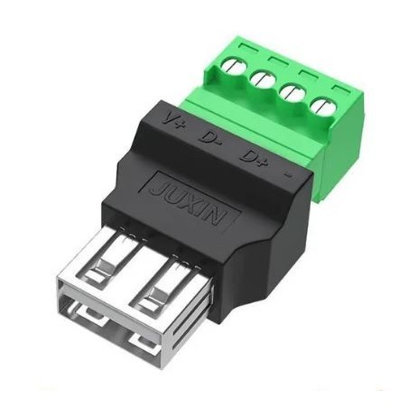 USB 2.0 Type-A hunstik til 4-bens skrueterminalstik (afskærmet)